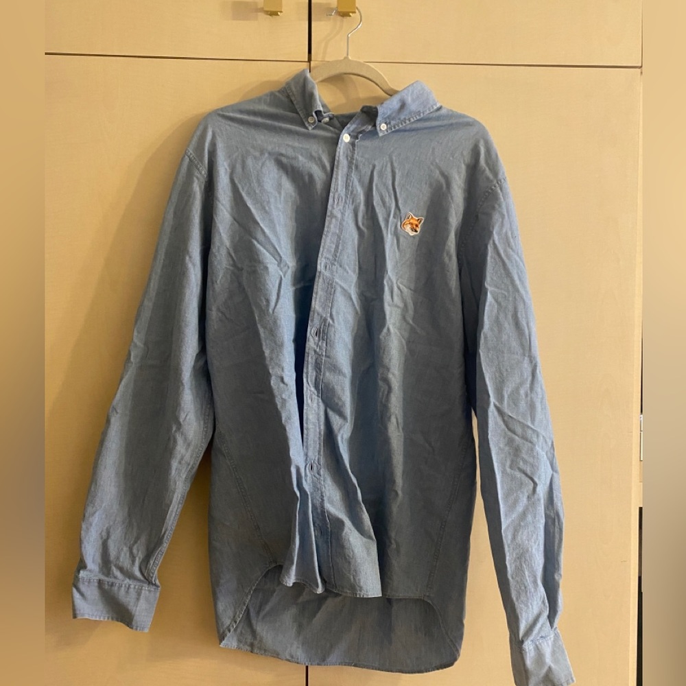 Maison Kitsune Classic Button Down Chambray Oxford Shirt